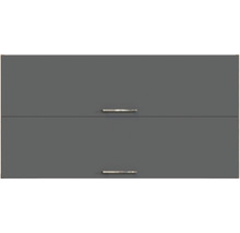 Grauer Hängeschrank mit zwei Türen und Griffen