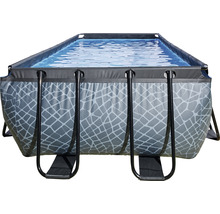 Rechteckiger Pool mit Stahlrahmen und grauem Mosaikmuster