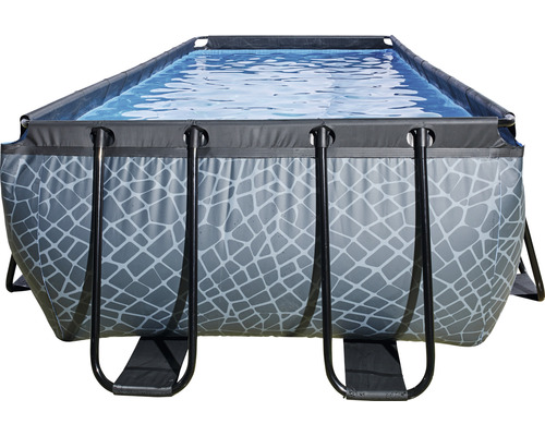 Rechteckiger Pool mit Stahlrahmen und grauem Mosaikmuster