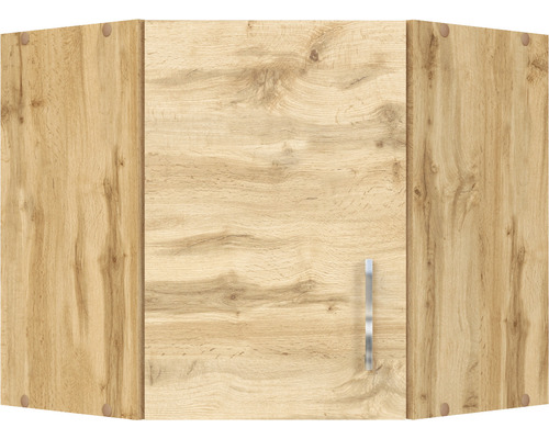 Eckhängeschrank mit Holzdekor und Griff