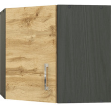 Hängeschrank mit zwei Türen in Holzoptik und Grau