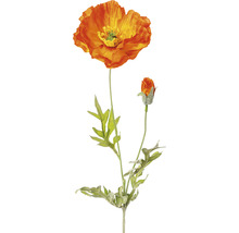 Kunstblume Mohnblume mit Blüte und Knospe