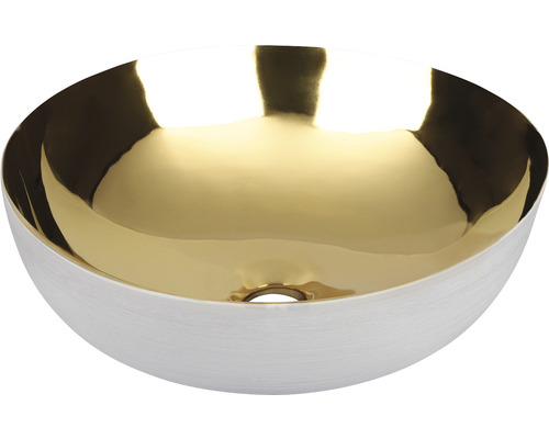 Aufsatzwaschbecken Shine 40x40 cm gold/weiß glasiert-0