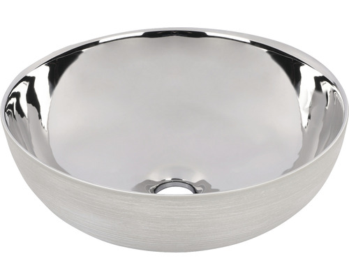 Aufsatzwaschbecken Shine 40x40 cm silver/weiß glasiert