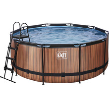 Aufstellpool mit Leiter und Holzoptik
