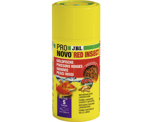 Futtersticks JBL PRONOVO RED INSECT Gr. S 100 ml Goldfischfutter JBL Pro Novo Red Insect Goldfischfutter in gelber Verpackung