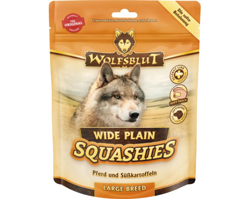 Hundesnack WOLFSBLUT Wide Plain Squashies Large Breed mit wertvollen Superfoods, getreidefrei, Glutenfrei 300 g