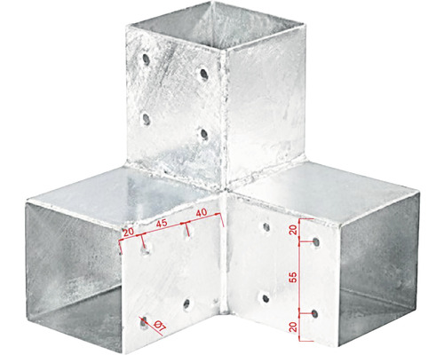 Pfostenverbinder aus Metall mit Abmessungen