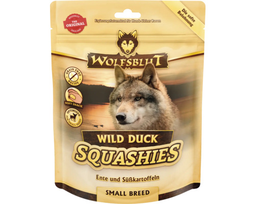 Hundesnack WOLFSBLUT Wild Duck Squashies Small Breed mit wertvollen Superfoods, getreidefrei, Glutenfrei 350 g