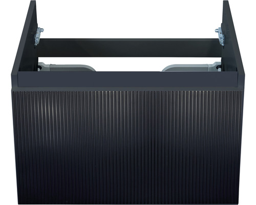 Waschbeckenunterschrank Sanox Frozen 3D 40x60x45 cm ohne Waschbecken schwarz matt Waschtischunterschrank mit gerillter Frontansicht