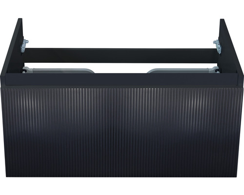 Waschbeckenunterschrank Sanox Frozen 3D 40x80x45 cm ohne Waschbecken schwarz matt Waschtischunterschrank mit vertikal gerillter Front