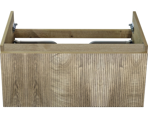 Waschbeckenunterschrank Sanox Frozen 3D 40x80x45 cm ohne Waschbecken grain oak Waschbeckenunterschrank aus Holz mit gerillter Front