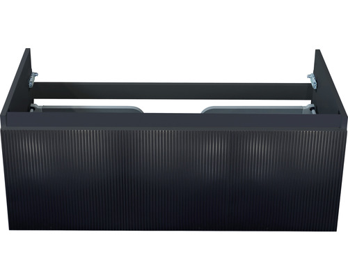 Waschbeckenunterschrank Sanox Frozen 3D 40x100x45 cm ohne Waschbecken schwarz matt Waschtischunterschrank mit gerillter Front