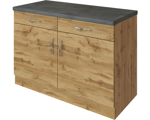 Unterschrank Held Möbel Sorrento 100x60x86 cm eiche hell matt/eiche hell mit Drehtüre Unterschrank mit zwei Schubladen und zwei Türen