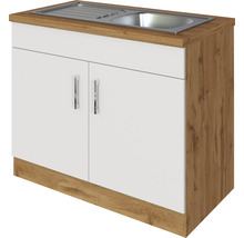 Spülenschrank mit Edelstahlspüle und zwei Türen