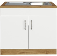 Waschbeckenunterschrank mit Edelstahlspüle und zwei Türen