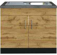 Spülenunterschrank mit zwei Türen, Spüle und Griffen