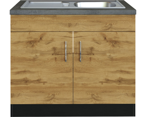 Spülenunterschrank mit zwei Türen, Spüle und Griffen