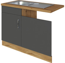 Spülenschrank mit Spüle aus Holz und Metall