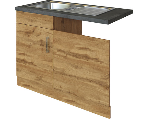 Spülenschrank inkl Spüle Held Möbel Sorrento 110x60x86 cm eiche hell matt/eiche hell mit Drehtüre Küchenspüle mit Unterschrank in Holzoptik