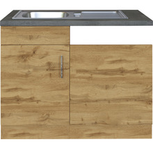 Küchenunterschrank mit Spüle und Arbeitsplatte in Holzoptik