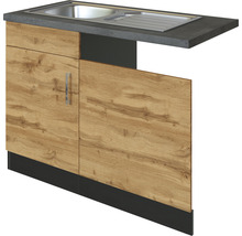 Küchenunterschrank mit Spüle und Holztüren