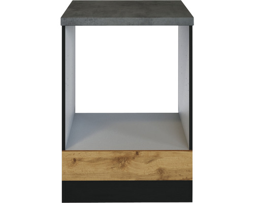 Küchenunterschrank mit Betonarbeitsplatte und Holzelement