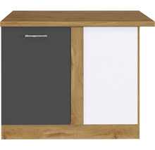 Unterschrank mit einer grauen und einer weißen Tür