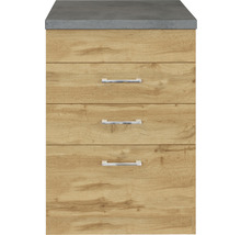 Unterschrank mit drei Schubladen und grauer Abdeckung