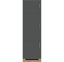 Hochschrank mit drei grauen Türen und Lüftungsgitter