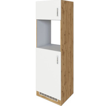 Küchenhochschrank mit zwei Türen und einem offenen Fach