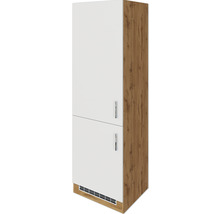 Hochschrank mit zwei Türen und Holzstruktur an der Seite