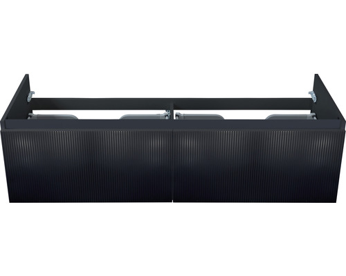 Waschbeckenunterschrank Sanox Frozen 3D 40x140x45 cm ohne Waschbecken schwarz matt Unterschrank für Waschtisch mit gerillter Oberfläche