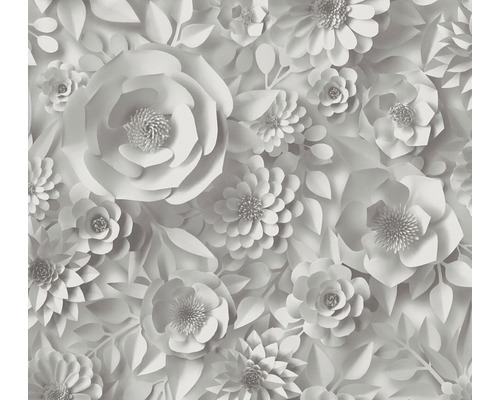 Vliestapete 38718-1 Pint Walls 3D-Blüten grau
