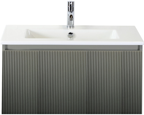 Waschbeckenunterschrank Sanox Frozen 3D 42x81x46 cm mit Keramikwaschbecken petrol Waschtisch mit Waschbecken und Armatur