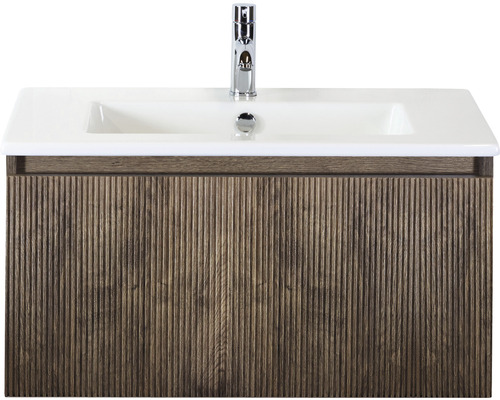 Waschbeckenunterschrank Sanox Frozen 3D 42x81x46 cm mit Keramikwaschbecken charleston Waschtischunterschrank mit Waschbecken und Armatur