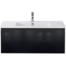Waschbeckenunterschrank Sanox Frozen 3D 42x101x46 cm mit Keramikwaschbecken schwarz matt