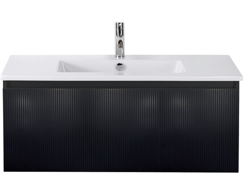 Waschbeckenunterschrank Sanox Frozen 3D 42x101x46 cm mit Keramikwaschbecken schwarz matt Waschbeckenunterschrank Sanox Frozen 3D 42x101x46 cm mit Keramikwaschbecken schwarz matt