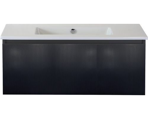 Waschbeckenunterschrank Sanox Frozen 3D 42x101x46 cm mit Keramikwaschbecken ohne Hahnloch schwarz matt Waschbeckenunterschrank Sanox Frozen 3D 42x101x46 cm mit Keramikwaschbecken ohne Hahnloch schwarz matt
