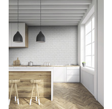 Steingut Wandfliese Metro Carrara 10x20 cm weiß glänzend