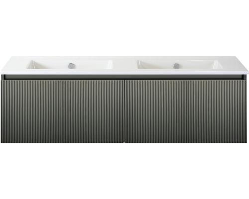Waschbeckenunterschrank Sanox Frozen 3D 42x141x46 cm mit Doppel-Keramikwaschbecken ohne Hahnloch petrol Waschbeckenunterschrank Sanox Frozen 3D 42x141x46 cm mit Doppel-Keramikwaschbecken ohne Hahnloch petrol