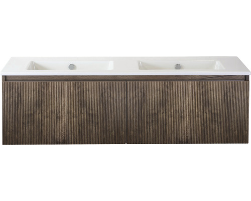 Waschbeckenunterschrank Sanox Frozen 3D 42x141x46 cm mit Doppel-Keramikwaschbecken ohne Hahnloch charleston Waschbeckenunterschrank Sanox Frozen 3D 42x141x46 cm mit Doppel-Keramikwaschbecken ohne Hahnloch charleston