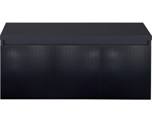 Waschbeckenunterschrank Sanox Frozen 3D 43x100x45 cm mit Waschtischplatte schwarz matt Waschtischunterschrank mit gerillter Front