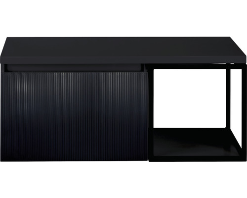 Waschbeckenunterschrank Sanox Frozen 3D 43x100x45 cm mit Waschtischplatte und Metallgestell schwarz matt/schwarz