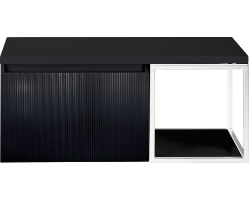 Waschbeckenunterschrank Sanox Frozen 3D 43x100x45 cm mit Waschtischplatte und Metallgestell schwarz matt/weiß