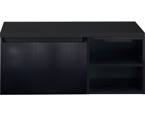 Waschbeckenunterschrank Sanox Frozen 3D 43x100x45 cm mit Waschtischplatte und Regal schwarz matt
