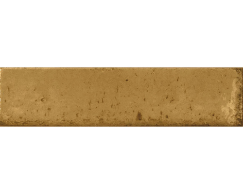 Steingut Wandfliese Lume Lotus 6x24 cm braun gelb glänzend Keramikfliese im Vintage-Stil
