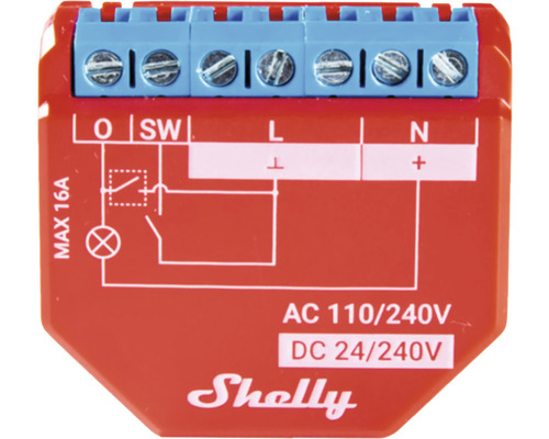 Schalter Shelly PLUS 1PM 1-Kanal, Wi-Fi, rot (120373)