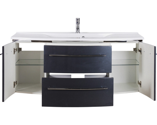 Waschtischunterschrank mit zwei Schubladen und offenen Türen