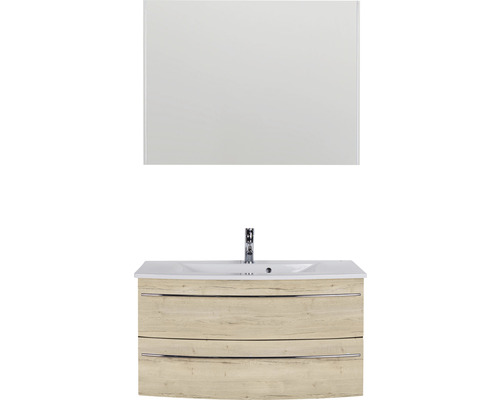 Badmöbelset mit Waschtischunterschrank, Waschbecken und Spiegel für das Badezimmer